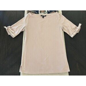 Lauren Ralph Lauren Light Pink Bow Sleeves Preppy Slim Blouse Size M